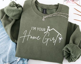 Sudadera con cuello redondo para agente inmobiliario "Soy tu chica de confianza", camiseta de administrador de propiedades, agente inmobiliario, venta de viviendas, vendido por agente inmobiliario.