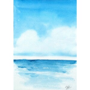Clouds over the sea 1, original watercolor painting, size 21x14.8 cm (A5), watercolor paper 230 g