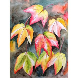 Grape leaves, original watercolor painting, size 32x24 cm, watercolor paper 300 g