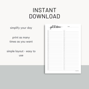 GET IT DONE Checklist Planner Printable to Do List Daily - Etsy