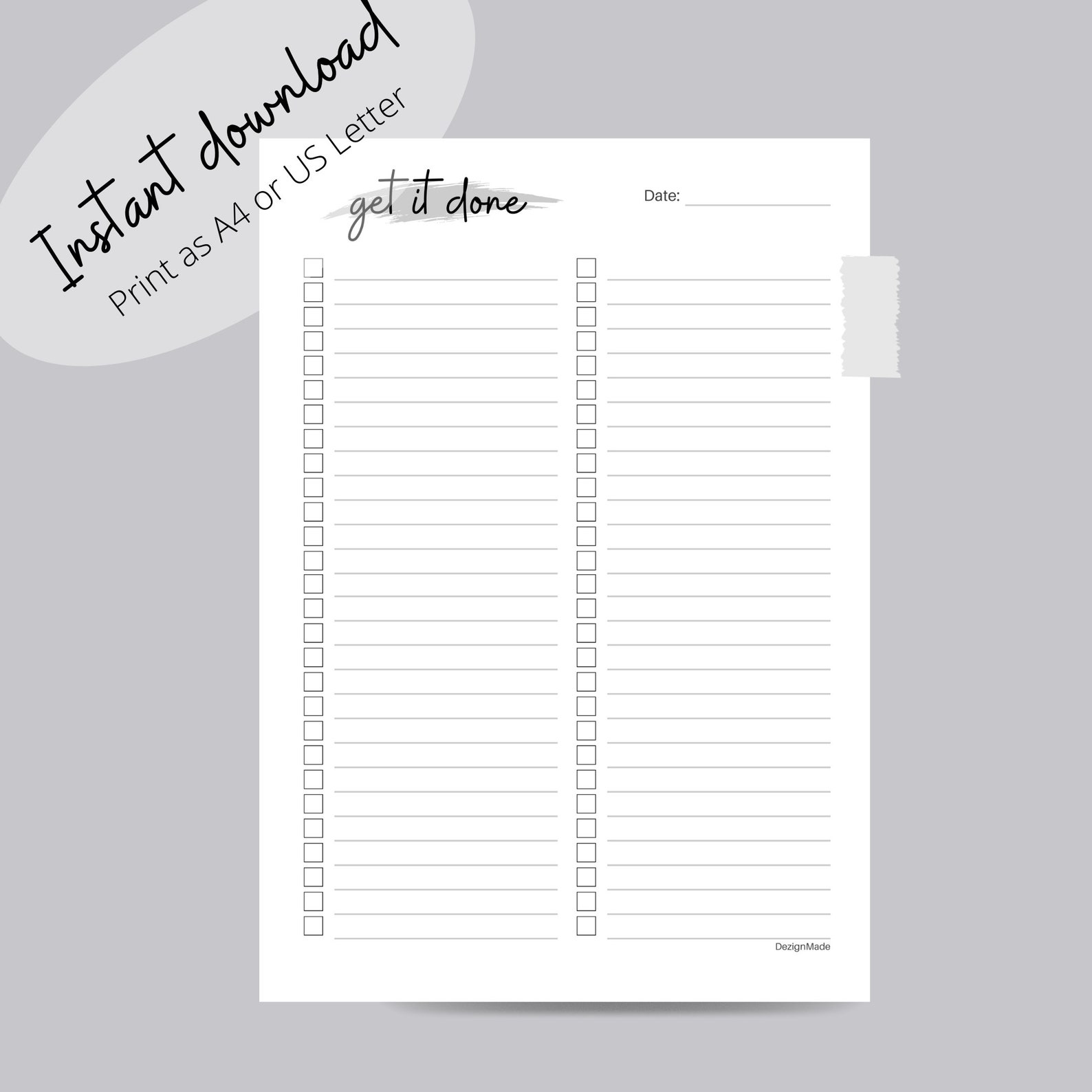 GET IT DONE Checklist Planner Printable to Do List Daily - Etsy