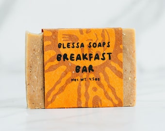 Breakfast Bar (Almond Oatmeal Vanilla with Honey) - All Natural Handmade - Cold Process - Exfoliant - Dry Skin