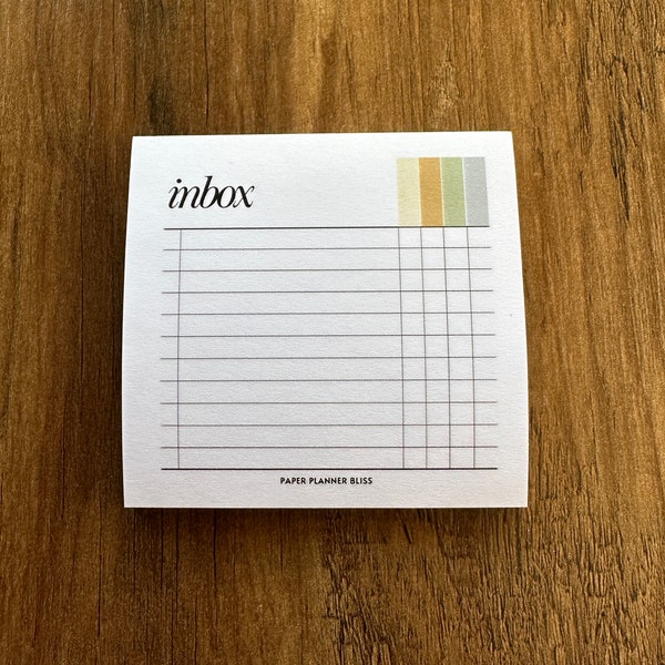 Inbox Sticky Notes - Post It Notes | Functional Sticky Notes | 3 x 3 | Minimal + Functional Planning