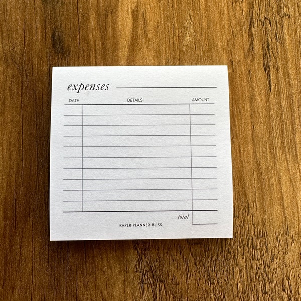 Expenses Sticky Notes - Post It Notes | Functional Sticky Notes | 3 x 3 | Minimal + Functional Planning | Budgeting | Finance