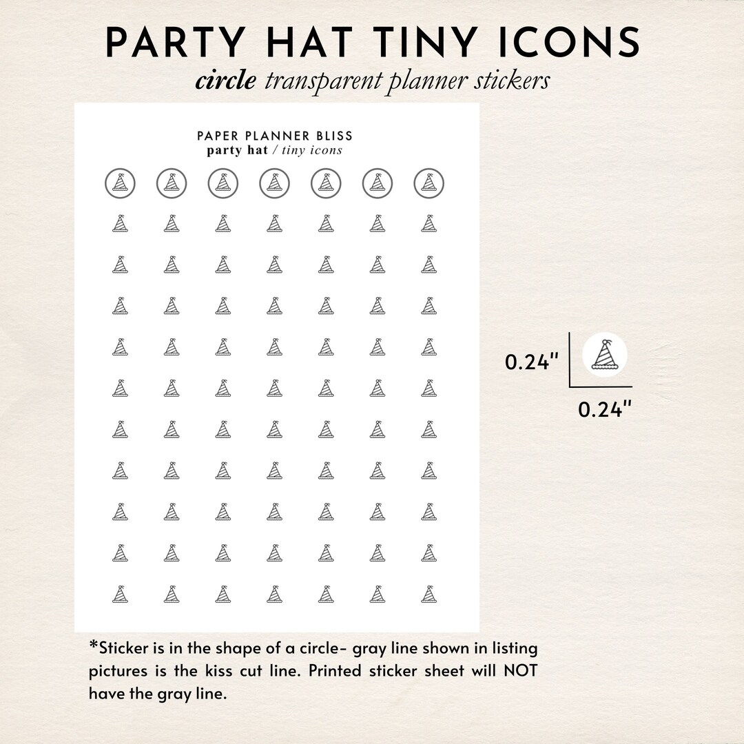 PARTY HAT Circle Icon Functional Planner Stickers Minimal Planner