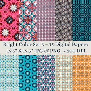 Bright Color Pallet Digital Paper Pack Seamless Pattern Scrapbook Paper Vibrant Background, Digital Download, Digital Paper Pattern