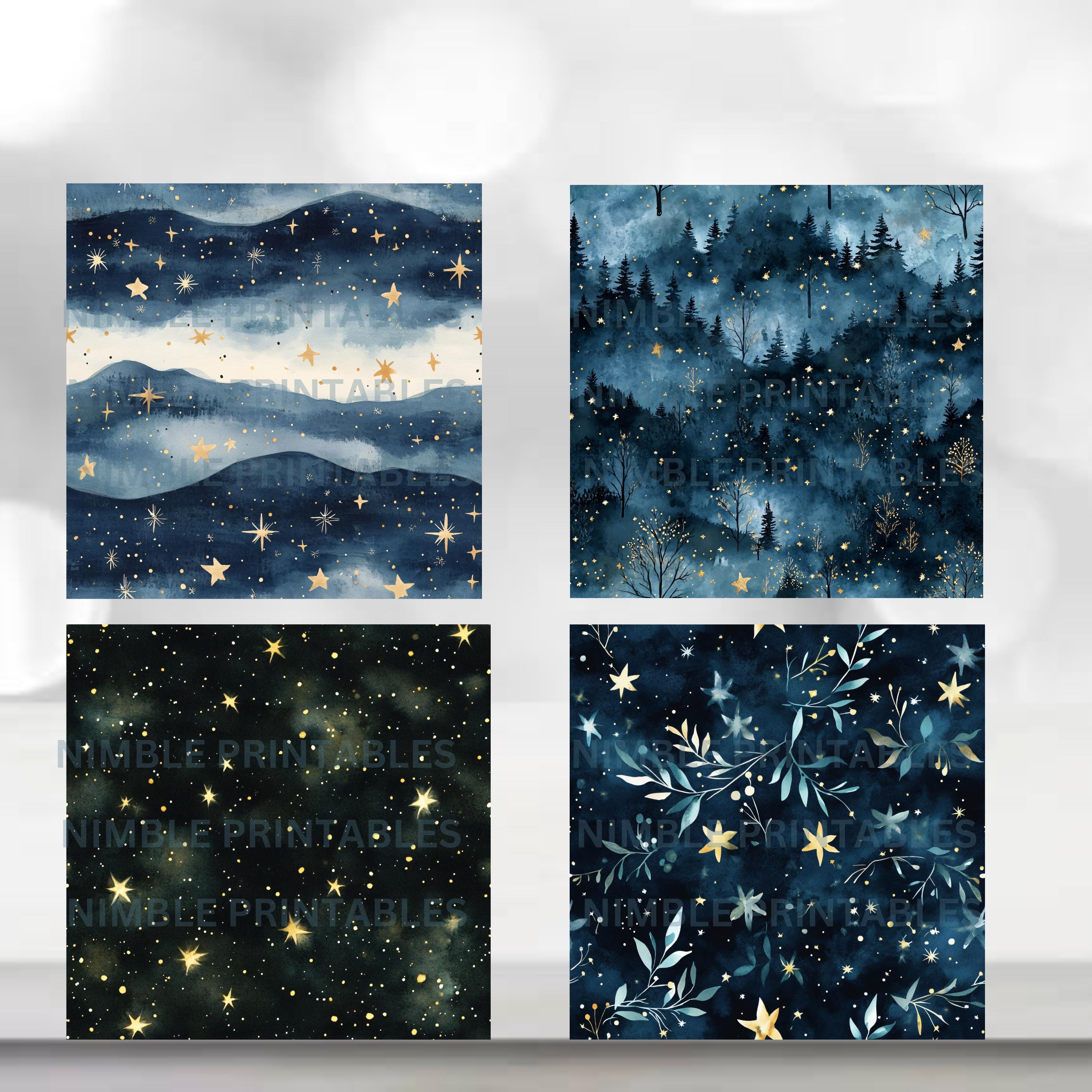 Celestial Night Sky Digital Paper Pack Seamless Patter Scrapbook Paper ...