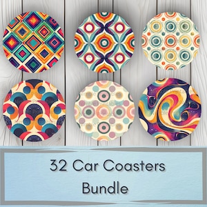 Retro Print Car Coaster PNG, Retro PNG,  Car Coaster PNG, Instant Downloads Sublimation Design Car Accessories Groovy png