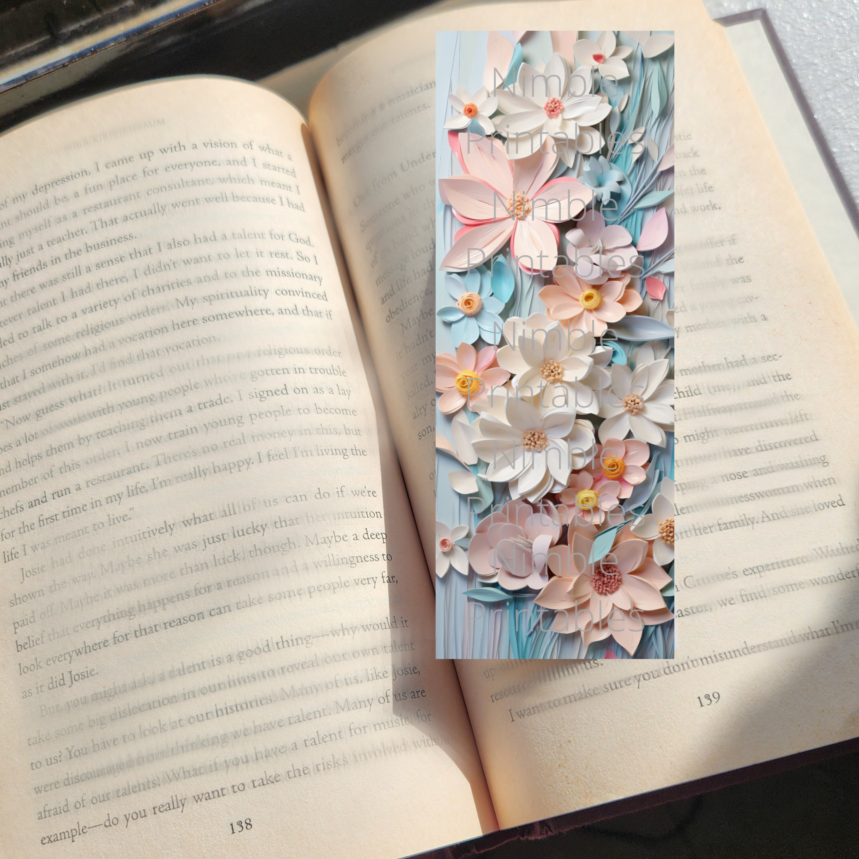 Printable Bookmarks Bundle 3D Floral Prints, Digital Downloads, Bookish ...