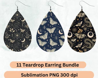 Teardrop Earring PNG Earrings Butterfly, Snake, Scarab, Sublimation Earring Designs Digital Download Instant Download, moon png