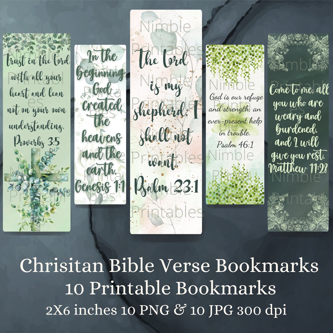Printable Bookmarks Bible Verses Bundle, Digital Downloads, Watercolor ...