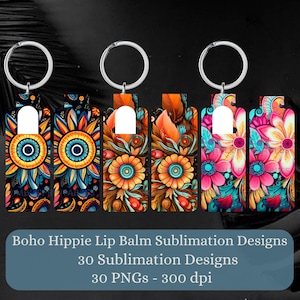 Boho Hippie Skinny Lip Balm Sublimation Bundle Skinny Lip Balm Holder PNG Keyring Tag Fob Digitala Nedladdningar, Direkt Nedladdning Citron PNG