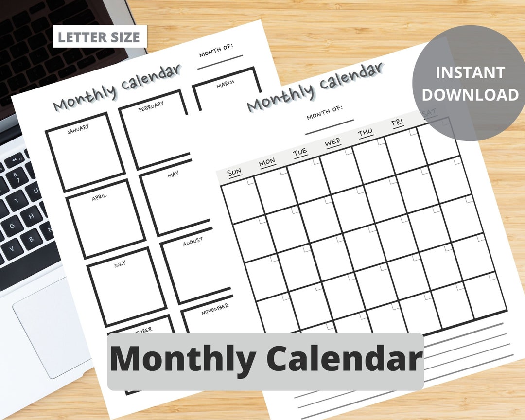 Printable Monthly Planner Minimalist Planner Print at Home - Etsy