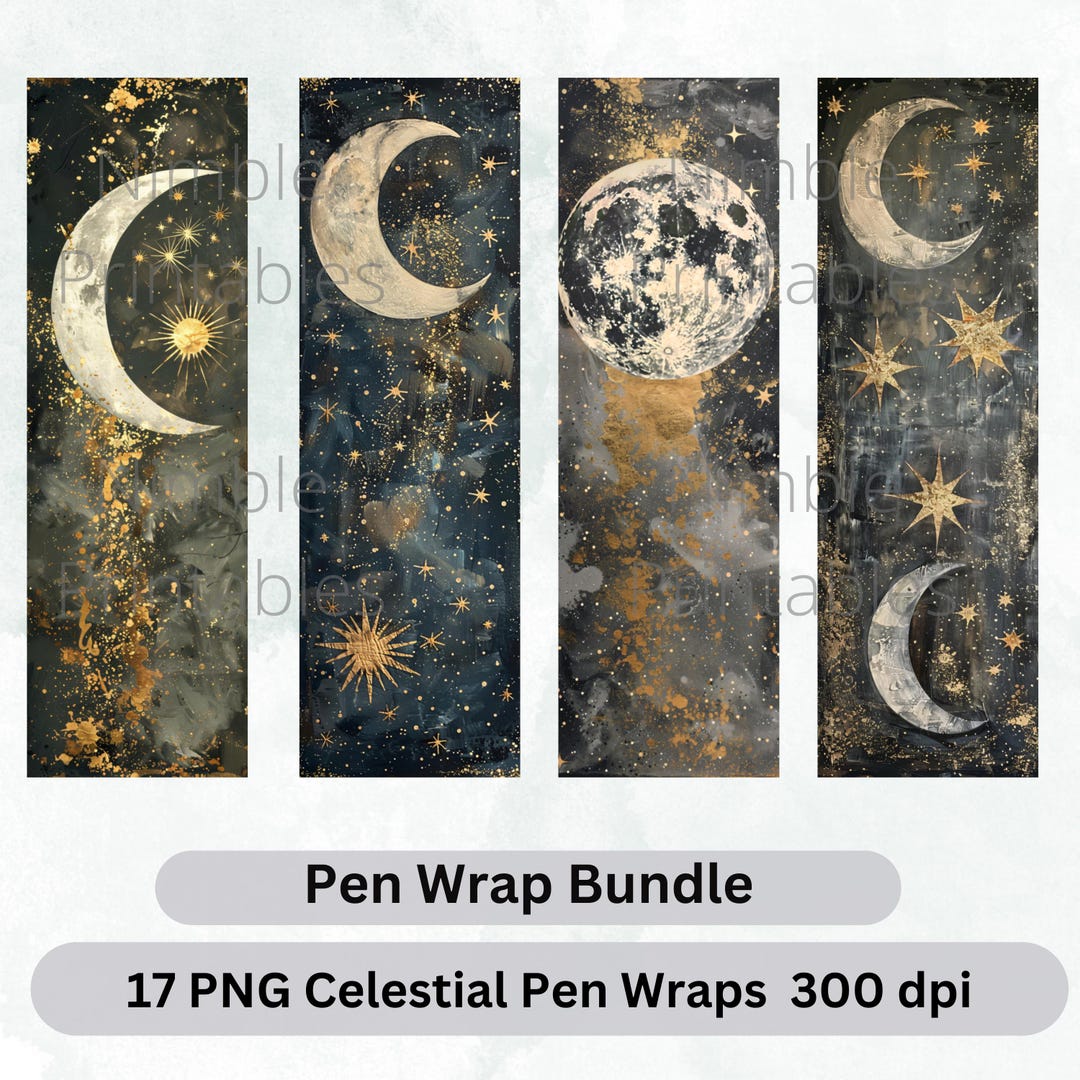 Pen Wrap PNG, Celestial PNG, Glitter Pen Wrap, Ink Joy Pen Wraps ...