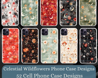 Celestial Wildflower Phone Case PNG Phone Case Sublimation Design, Digital Download, iPhone Or Samsung Cover