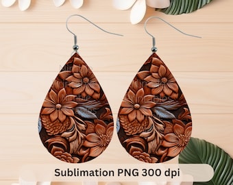 Teardrop Earring PNG Western PNG Sublimation Earring Designs Digital Download Instant Download Printable png Floral png