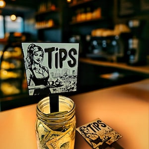 tip jar sign Minimalist Tip Jar Display Kit Black & White