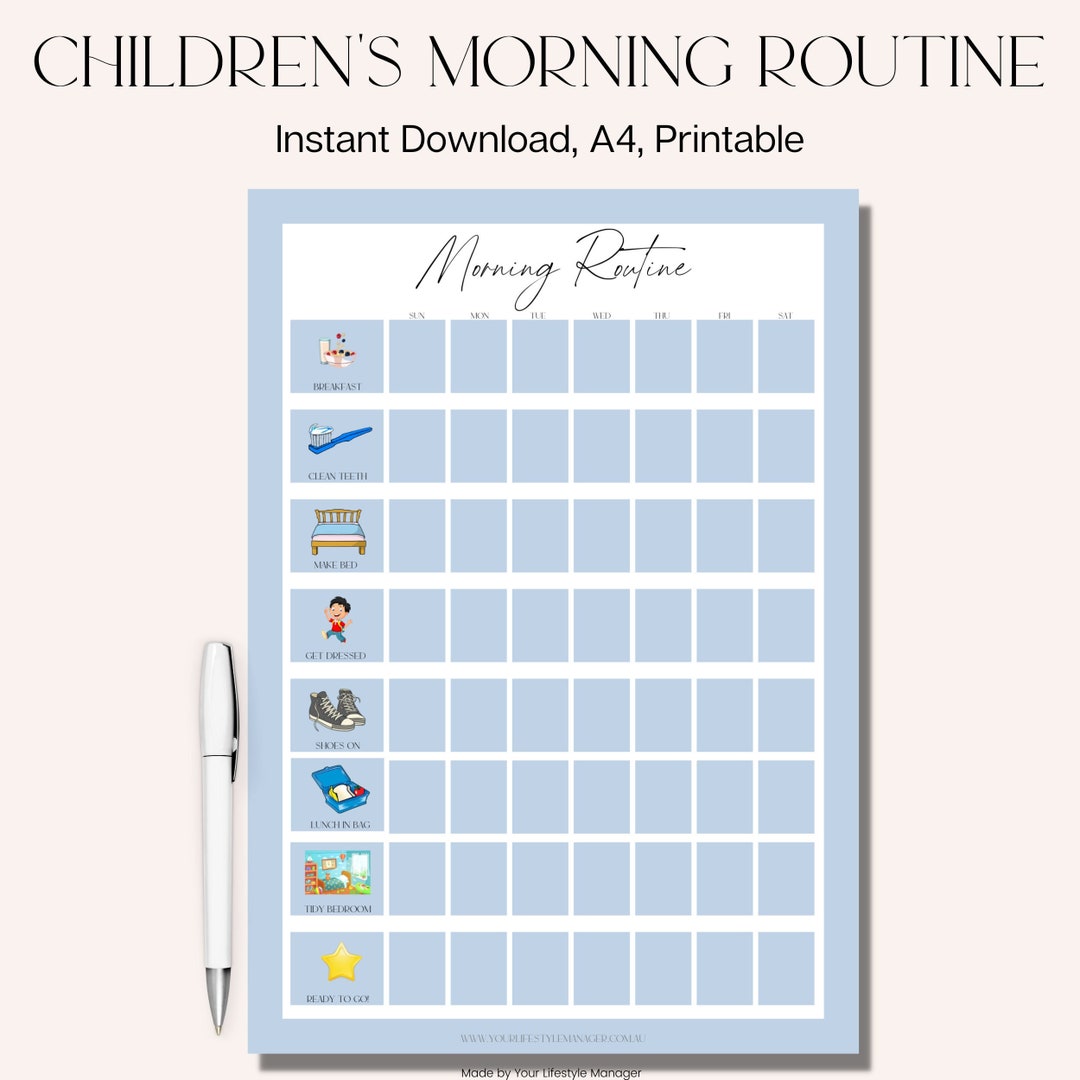 Morning Routine Chart - Blue - Etsy