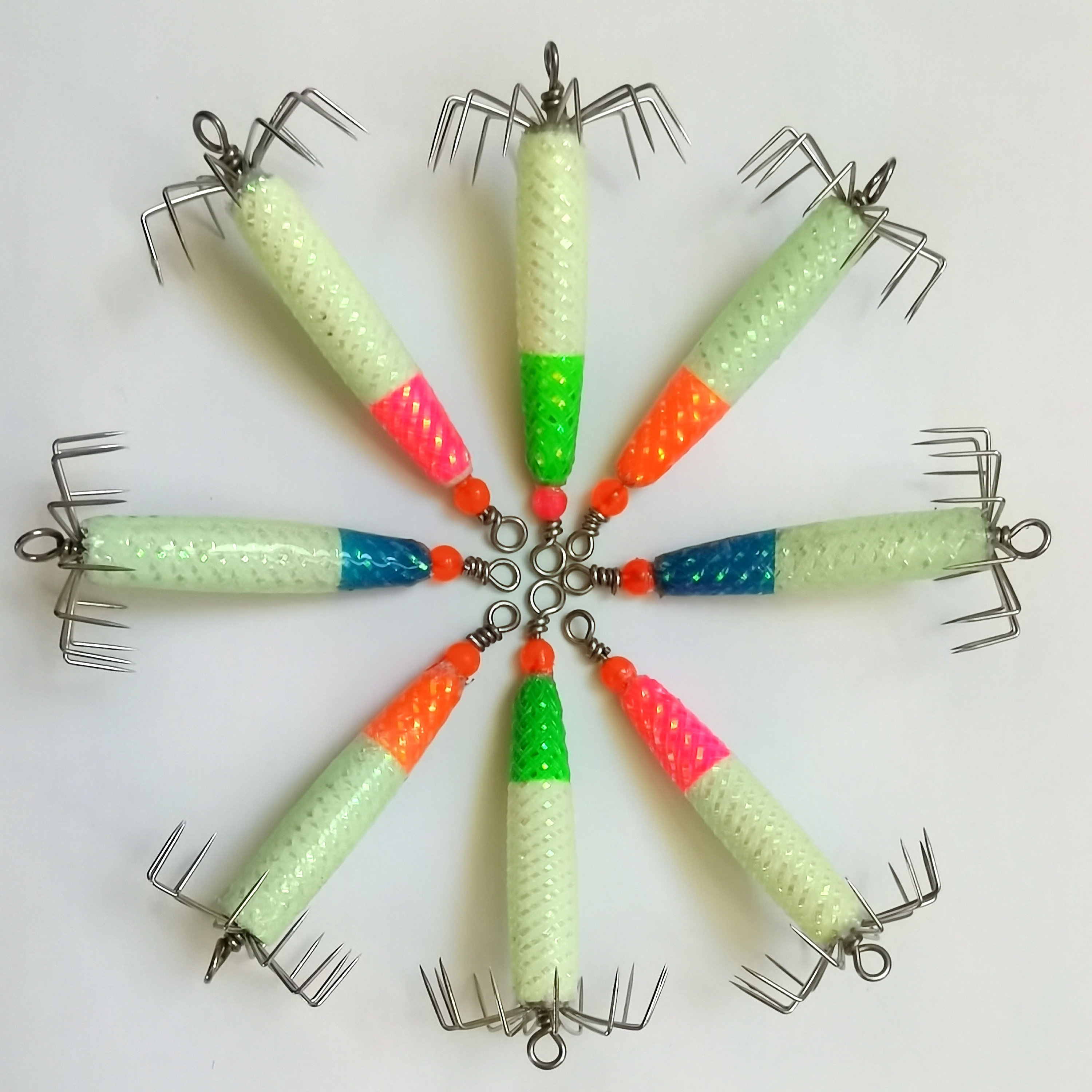 8pc Squid Jig - 2/3 Oz With 4 Color, Super Glow in Dark, West