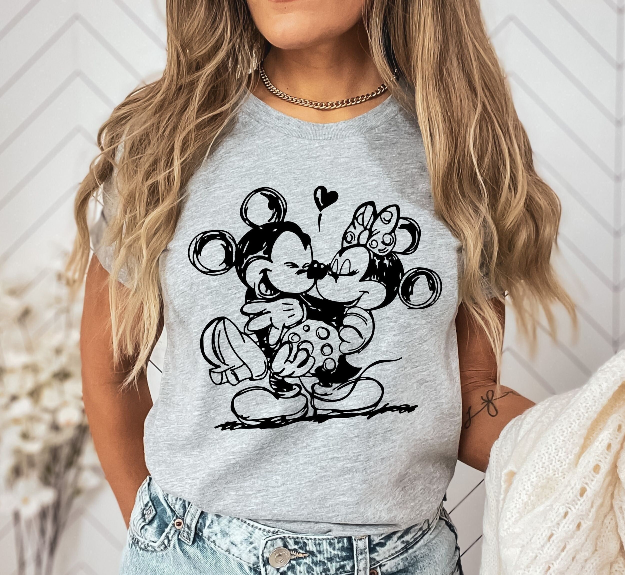 Mickey & Minnie Mouse Fashion, A82, Couple Tee, Family White T-Shirt