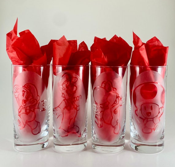 Mario Glass Set Etsy