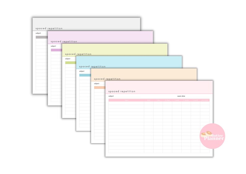 Curve of Forgetting Printable Template, Revision Tracker, High School ...