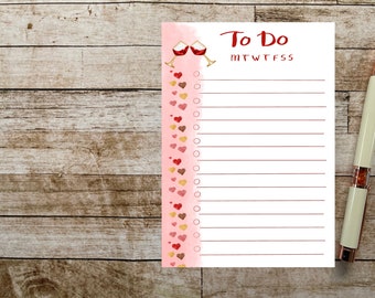Hearts Notepad, daily ToDo pad, DIY notepad, February, love, organised, planning