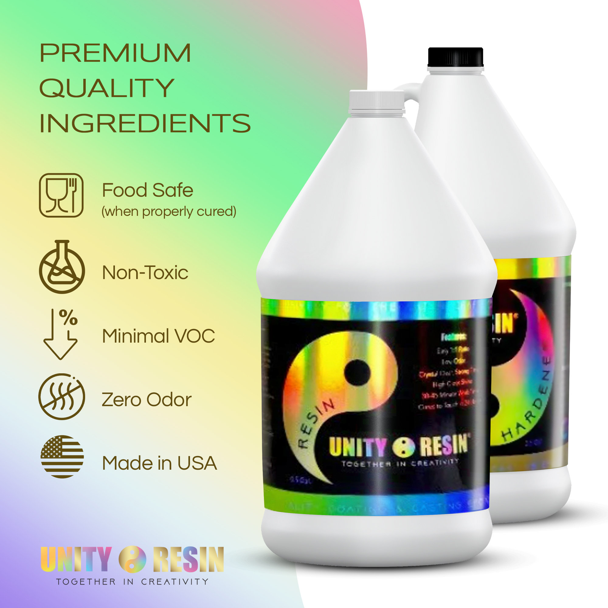 2 Gallons Countertop Epoxy Resin Kit - Clear, Heat Resistant, Non-Yellowing - Non-Toxic, Low Odor, Food Safe