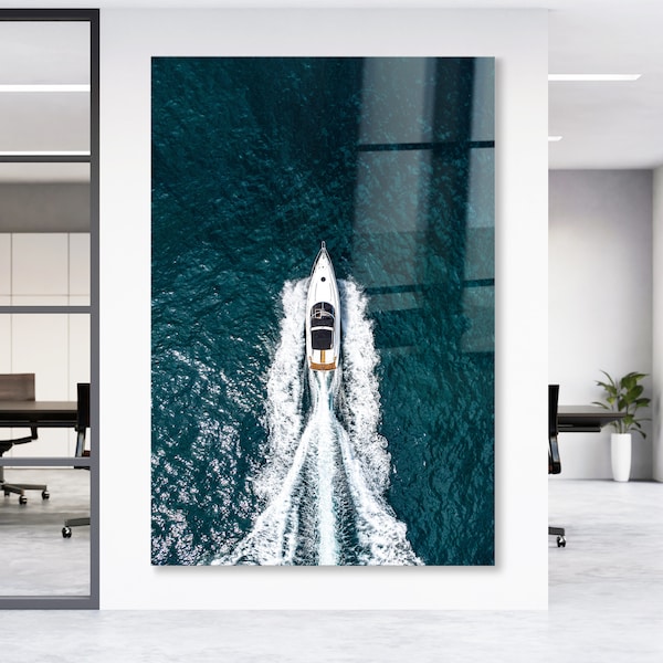 Wandbild Yacht am Meer , Urlaub Leinwand , Acrylglas + Aluminium , Leinwand , Poster , Kunst Wandbild ,Home Deko