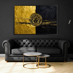 Luxusmodemarke Schwarzes Gold , Wandbild Premium , Leinwand mit Rahmen XXL 120 x 80 cm , Art moderne professionnel , Décoration d'intérieur image 4