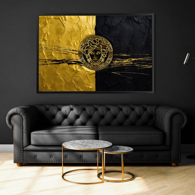 Luxusmodemarke Schwarzes Gold , Wandbild Premium , Leinwand mit Rahmen XXL 120 x 80 cm , Art moderne professionnel , Décoration d'intérieur image 4