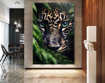 Wandbild Jaguar Portrait Animal Tier dans la nature Leinwand, Acrylglas + Aluminium, Toile, Affiche, Art Wall Picture, Décoration de la maison