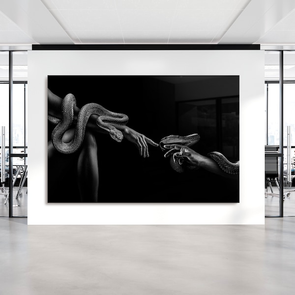 Creation of Adam Fashion Schlange, Acrylglas + Aluminium, Canvas , Poster Wandbild, Art Wall Picture Home Decoration