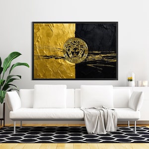 Luxusmodemarke Schwarzes Gold , Wandbild Premium , Leinwand mit Rahmen XXL 120 x 80 cm , Art moderne professionnel , Décoration d'intérieur image 2