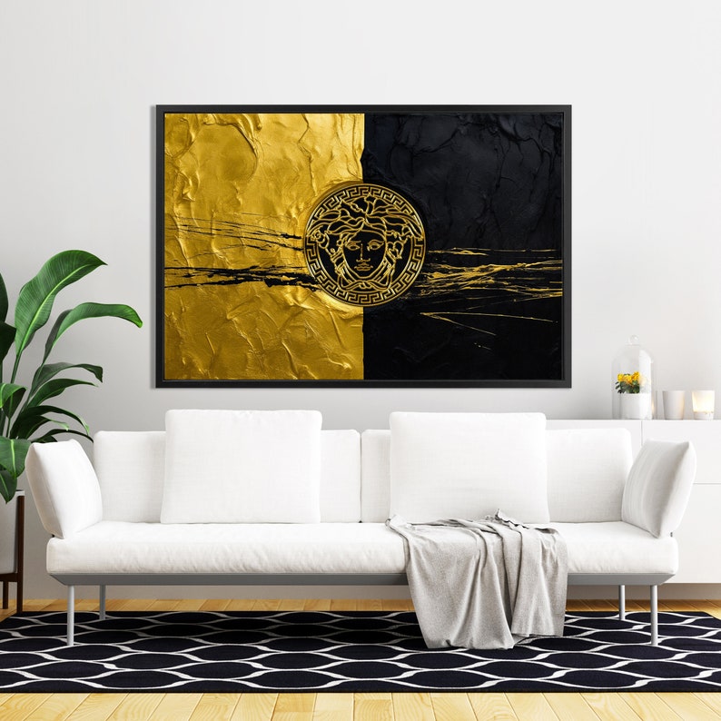 Luxusmodemarke Schwarzes Gold , Wandbild Premium , Leinwand mit Rahmen XXL 120 x 80 cm , Art moderne professionnel , Décoration d'intérieur image 2