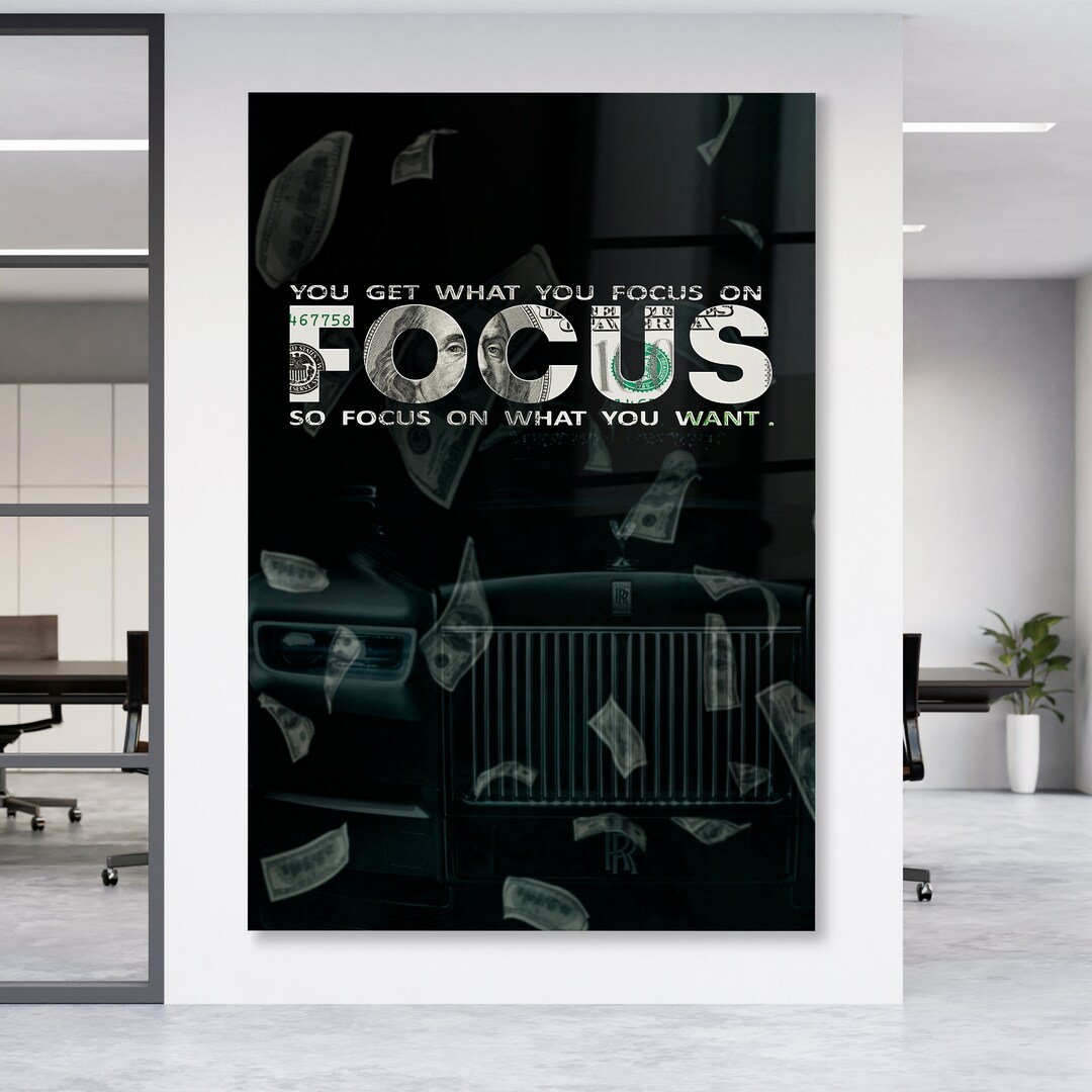 Text Focus Poster FOCUS Motivational Text Business Leinwand , Acrylglas + Aluminium ...