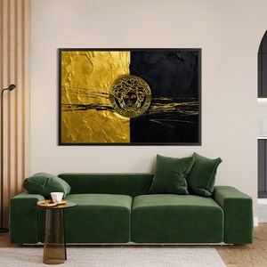 Luxusmodemarke Schwarzes Gold , Wandbild Premium , Leinwand mit Rahmen XXL 120 x 80 cm , Art moderne professionnel , Décoration d'intérieur image 3