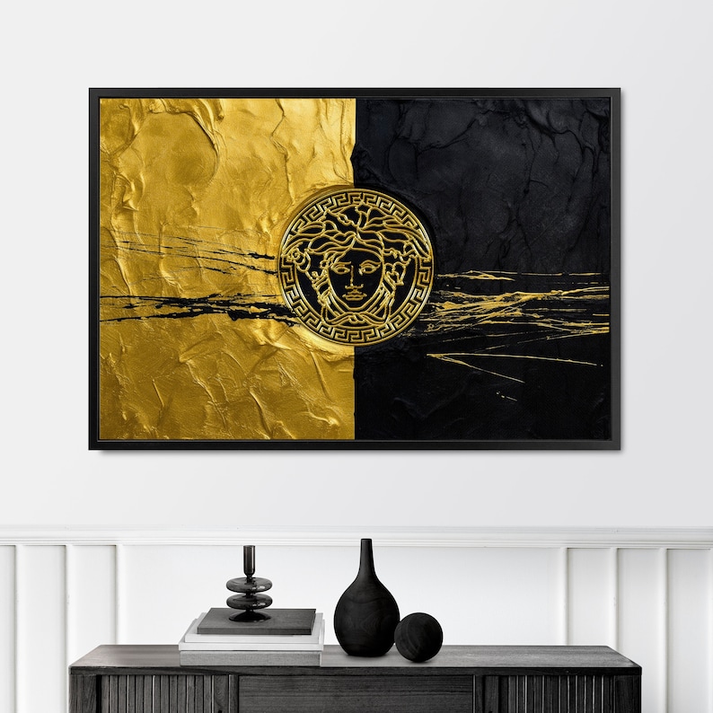 Luxusmodemarke Schwarzes Gold , Wandbild Premium , Leinwand mit Rahmen XXL 120 x 80 cm , Art moderne professionnel , Décoration d'intérieur image 5