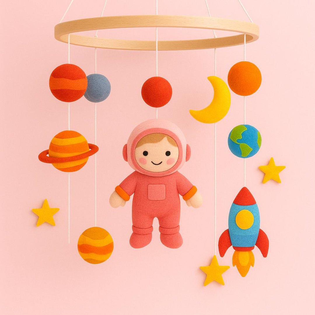 Space Baby Mobile, Astronaut Nursery Decor, Solar System Felt Mobile ...