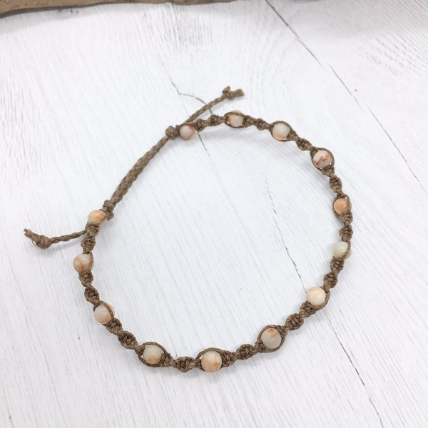Bracelet en macramé lin et perles