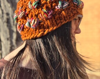 Bronze and Rainbow Merino Wool “Mirror Pond” Ear Warmer