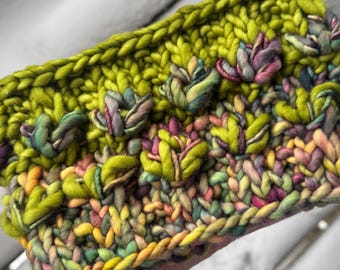 Multicolored Green, Pink, and Purple Merino Wool “Mirrorpond” Headband