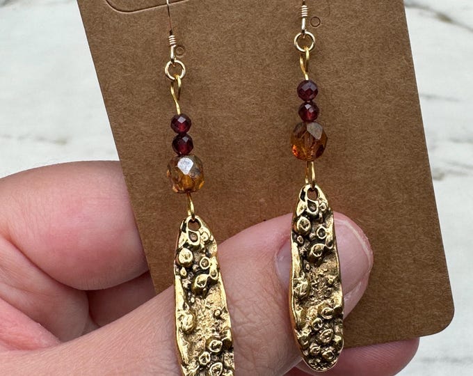 Featured listing image: Artsy Nautical Gemstone Earrings | Garnet | Czech Glass | Ready to Ship | UPS Shipping