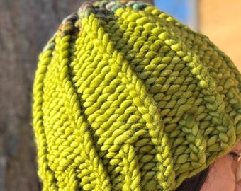 Green Multicolored Merino Wool Beanie