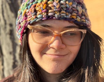 Pastel Rainbow “Hotdish” Merino Wool Ear Warmer