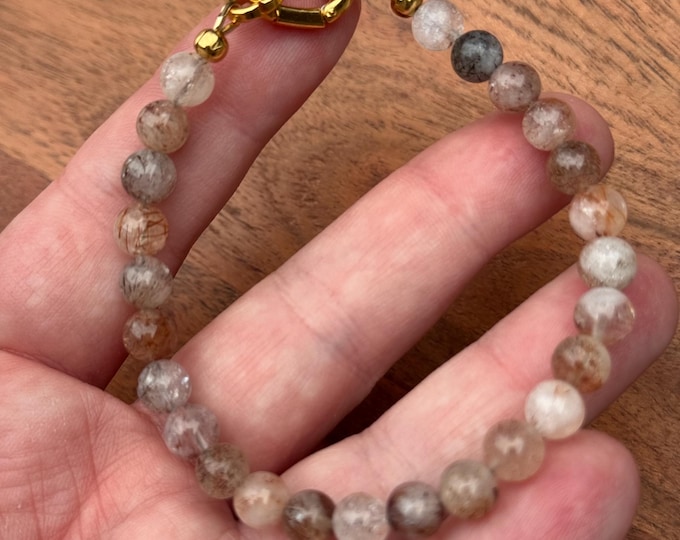 Featured listing image: Minimalist Gemstone Bracelet | Red Copper Super Seven | Multicolor | Ready to Ship | UPS Shipping