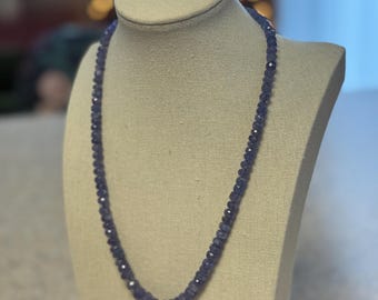 Hand-strung Tanzenite Necklace with Sterling Silver Findings