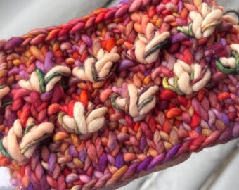 Neon Orange, Peach, and Pink Merino Wool Mirrorpond Headband