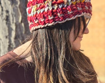 Orange and Hot Pink “Hotdish” Merino Wool Ear Warmer