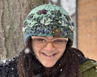 ミント＆ブルーレインボーメリノウールヘッドバンド